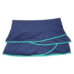 Lucky In Love LARGE Blue Green Solid Print Tennis Pickleball Skort Scallop Skirt